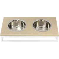 HARLEY AND CHO Lunch Bar Biege Stone + White Миска для собак та котів на підставці