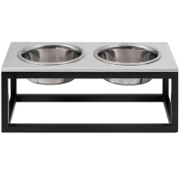 HARLEY AND CHO Dinner Grey Stone + Black Миски для великих собак на підставці