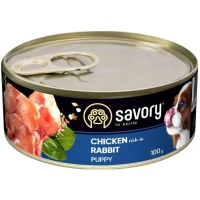 SAVORY Dog All breeds Puppy Влажный корм для щенков всех пород (с курицей и кроликом)