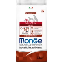 MONGE Dog Mini Adult Сухий корм для дорослих собак малих порід (з ягням)