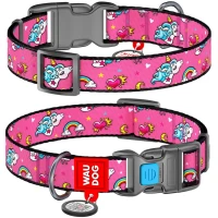 COLLAR WAUDOG Nylon XL Ошейник для собак с QR-паспортом "Единороги"