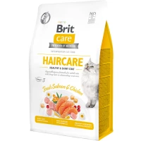 BRIT CARE Cat GF Haircare Healthy & Shiny Coat Сухой гипоаллергенный корм для длинношерстных котов (с курицей и лососем)