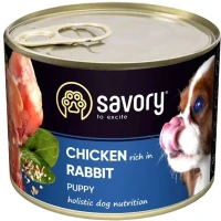 SAVORY Dog All breeds Puppy Вологий корм для цуценят усіх порід (з куркою та кроликом)