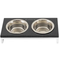 HARLEY AND CHO Lunch Bar Black Stone + White Миска для собак та котів на підставці