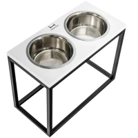 HARLEY AND CHO Dinner White wood + Black Миски для собак на підставці