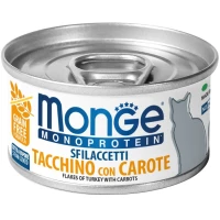MONGE Cat Monoprotein Вологий корм для дорослих котів (м'ясні пластівці з індичкою та морквою)