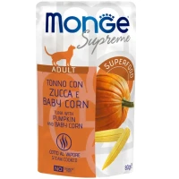 MONGE Cat Adult Вологий корм для дорослих котів (з тунцем, гарбузом та молодою кукурудзою)