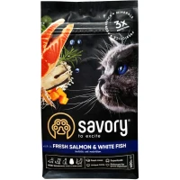 SAVORY Adult Cat Gourmand Fresh Salmon&White Fish Сухий корм для довгошерстих котів (з лососем та білою рибою)