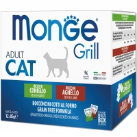 MONGE Cat Grill Mix Набір вологих кормів для дорослих котів (з кроликом та ягням)
