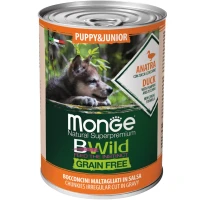 MONGE Dog Wet Bwild Puppy & Junior Влажный корм для щенков всех пород (с уткой, тыквой и цукини)
