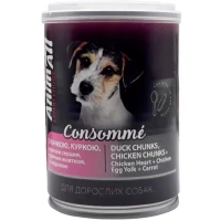 ANIMALL Вологий корм для дорослих собак усіх порід (консоме з качкою, куркою, курячим серцем та курячим жовтком)