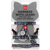 COLLAR WAUDOG Nylon Шлея з повідцем для котів та дрібних порід собак з QR паспортом "Інжир"