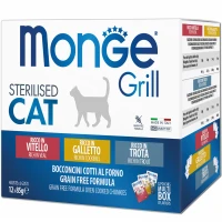 MONGE Cat Grill Mix Sterilised Набір вологих кормів для дорослих стерилізованих котів (з куркою, фореллю та телятиною)