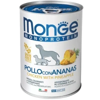 MONGE Dog Fruit Monoprotein Вологий корм для дорослих собак усіх порід (з куркою та ананасом)