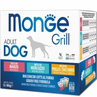 MONGE Dog Grill Вологий корм для дорослих собак усіх порід (з тріскою/індичкою та ягням/яловичиною)