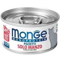 MONGE Cat Monoprotein Вологий корм для дорослих котів (м'ясні пластівці з яловичиною)