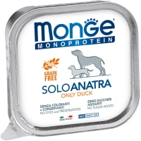 MONGE Dog SOLO 100% Monoprotein Вологий корм для дорослих собак усіх порід (з качкою)