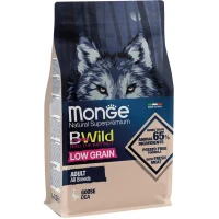 MONGE Dog Bwild Low Grain Сухий корм для дорослих собак усіх порід (з м'ясом гусака)