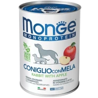 MONGE Dog Fruit Monoprotein Влажный корм для взрослых собак всех пород (с кроликом и яблоками)