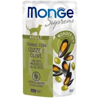 MONGE Cat Adult Вологий корм для дорослих котів (з тунцем, мідіями та оливками)