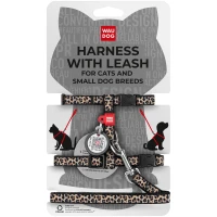 COLLAR WAUDOG Nylon Шлея з повідцем для котів та дрібних порід собак з QR паспортом "Леопард"