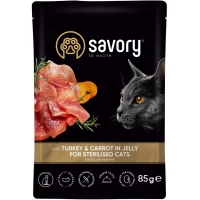 SAVORY Sterilised Cat Вологий корм для стерилізованих котів (з індичкою та морквою у желе)