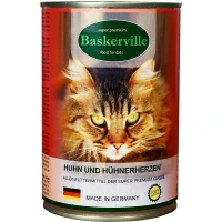 BASKERVILLE Вологий корм для дорослих котів всіх порід (з м'ясом курки та серцями)