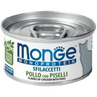 MONGE Cat Monoprotein Вологий корм для дорослих котів (м'ясні пластівці з куркою та горошком)