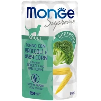 MONGE Cat Adult Вологий корм для дорослих котів (з тунцем, броколі та молодою кукурудзою)