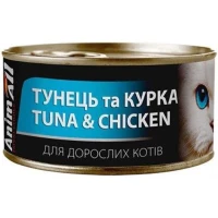 ANIMALL Вологий корм для дорослих котів (з тунцем та куркою)